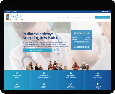 Pediatrix website shown on a tablet