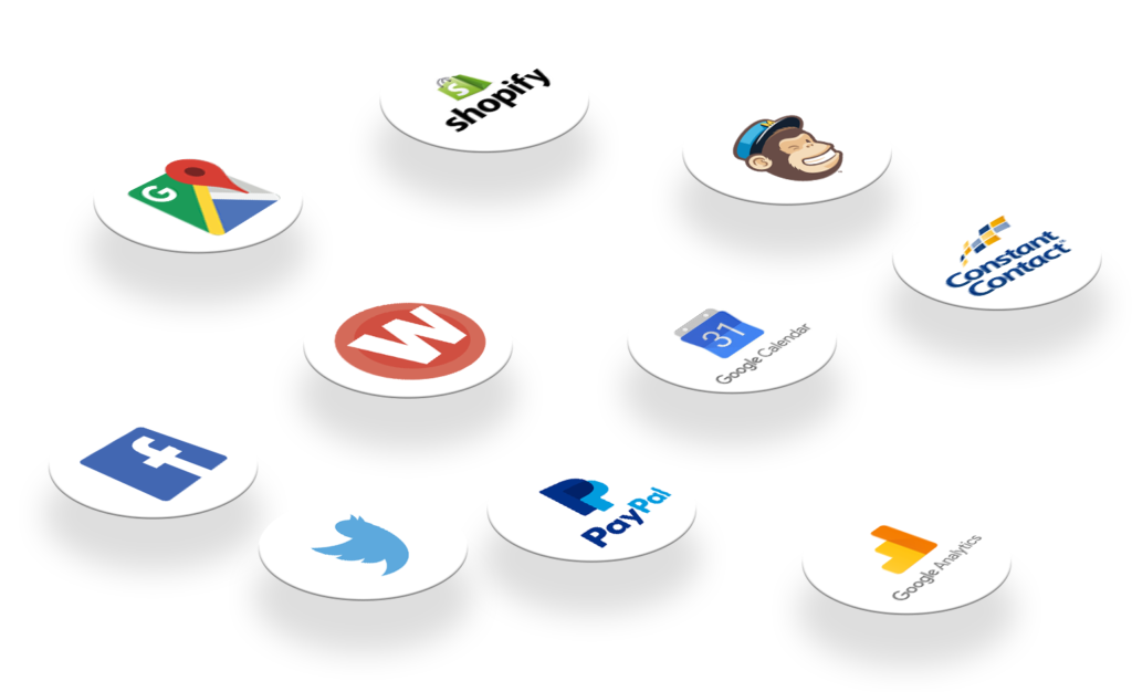 Website integration icons for common business apps and tools